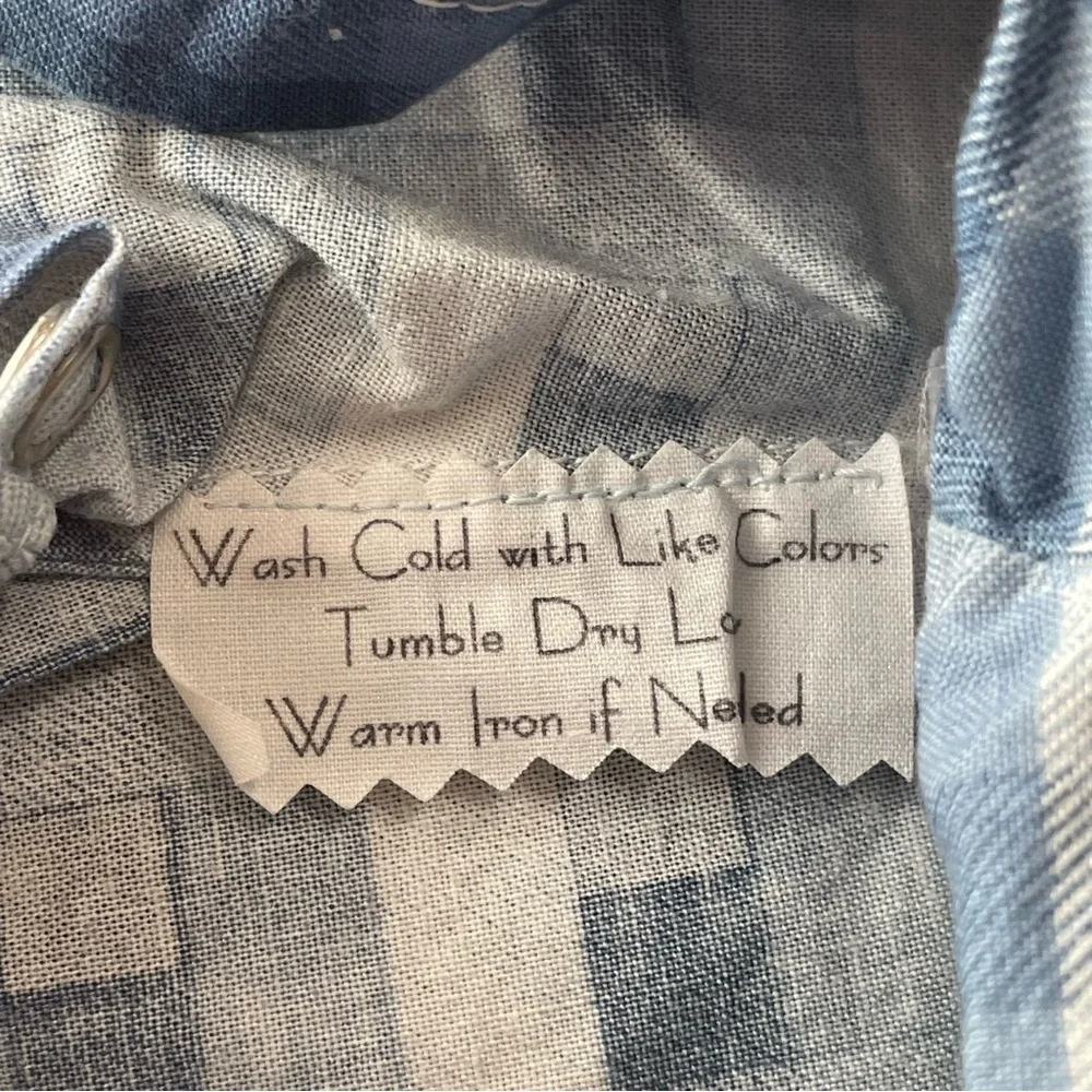 Vintage Tender Touch Baby Handcrafted Blue Plaid Cotton Romper Newborn-Preemie‎